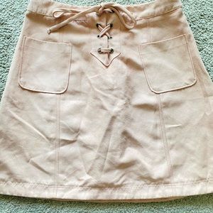 Maeve pink suede mini skirt